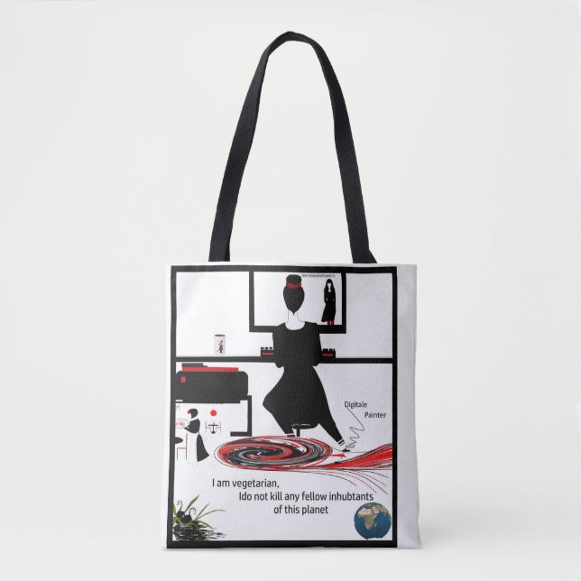 Bolsa Tote Mijn profiel tekening op tas (Frente)