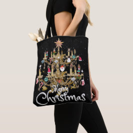 Bolsa Tote Mikitiez classicwhitechristmas light jollyholly
