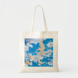 Bolsa Tote Mikitiez White bird sky Verão praia Liberdade