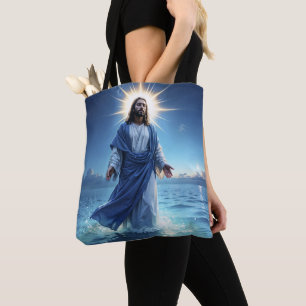 Bolsa Tote Milagre de Jesus Cristo oceano paz espiritual