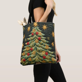 BOLSA TOTE MILHARES DE ÁRVORES DE NATAL VERDES QUILADOS