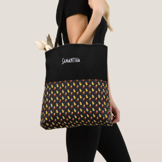 Bolsa Tote Milho doce de chocolate do Halloween em preto