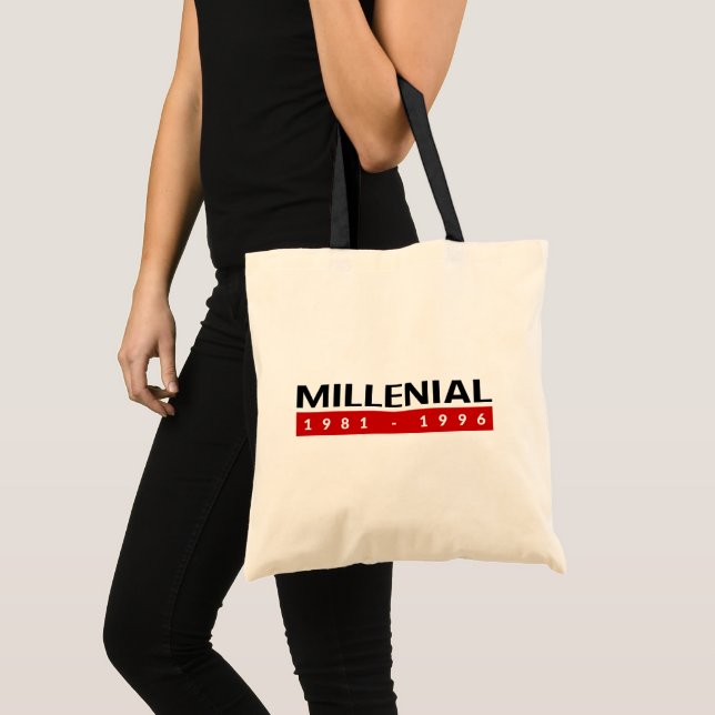 Bolsa Tote Millenial 1981-1996. Totebag. (Frente (produto))