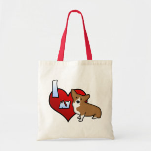Bolsa Tote Mim coração minha sacola do Corgi de Galês do