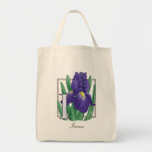 Bolsa Tote Mim para o monograma da flor da íris