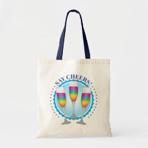 Bolsa Tote Mimosa Rainbow Champagne Glass Tote Bag