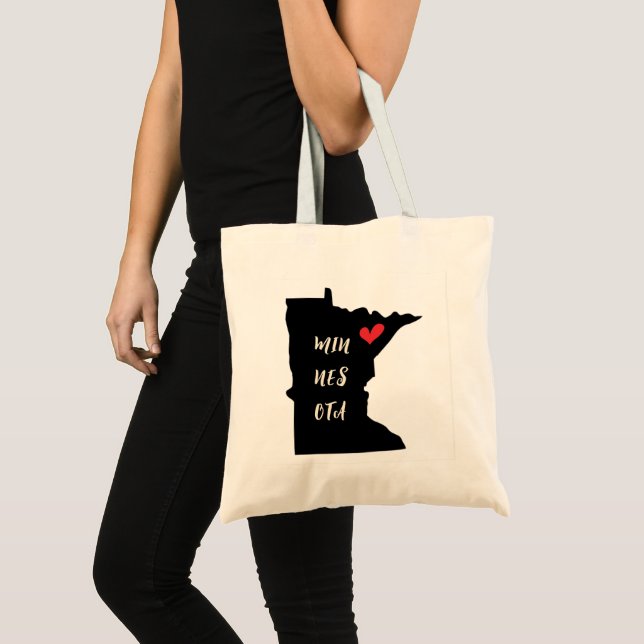 Bolsa Tote Min-Nes-Ota Minnesota Heart Tote Bag (Frente (produto))