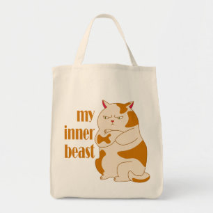 Bolsa Tote Minha citação motivadora de gato preguiçoso e gord