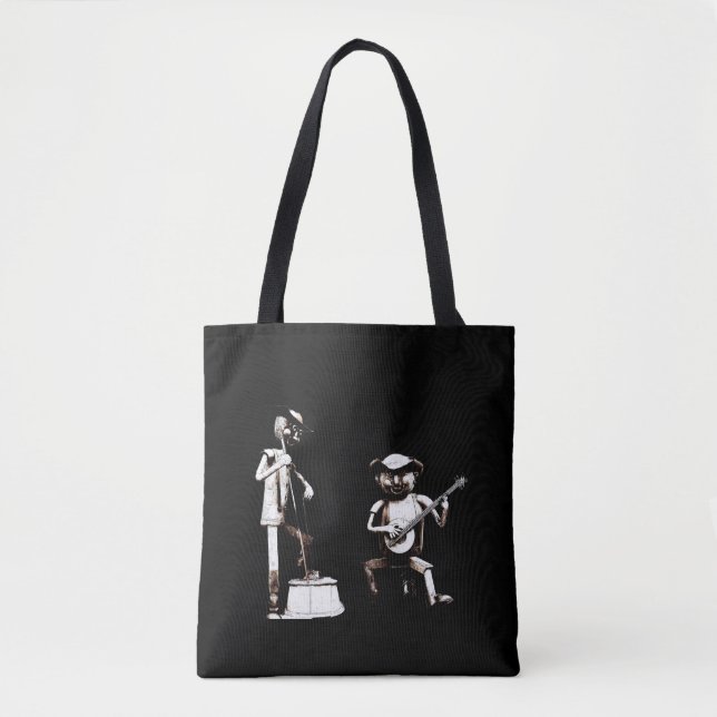 Bolsa Tote Minha grama é azul! (com músicos de blue grass) (Frente)