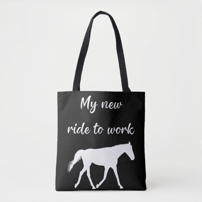 Bolsa Tote Minha Nova Viagem para Trabalhar com Engraçado Cav (Frente)