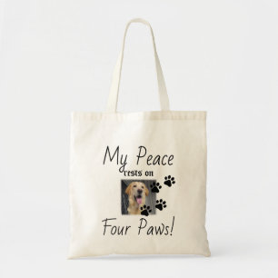 Bolsa Tote Minha Paz repousa em quatro patas - citação de Pet