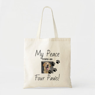 Bolsa Tote Minha Paz repousa em quatro patas - citação de Pet