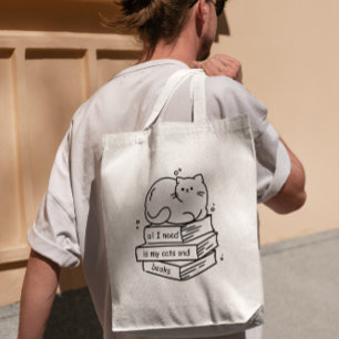 Bolsa Tote Minhas Duas Coisas Favoritas: Gatos e Livros Tote