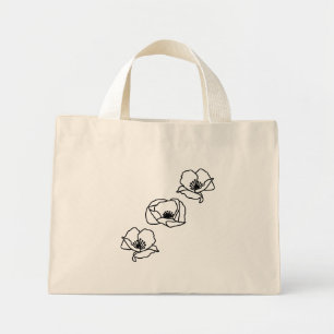Bolsa Tote Mini 3 Papoula Boho Chic Minimalista Saco de Compras To