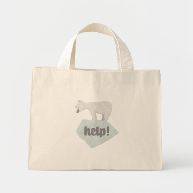 Bolsa Tote Mini Ajude a barra de ferramentas do urso polar (Frente)