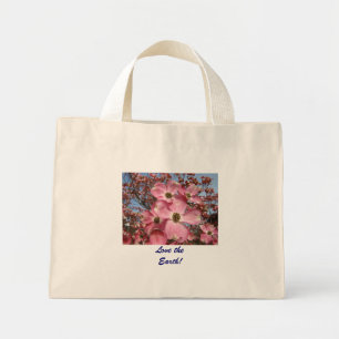 Bolsa Tote Mini Ame a Terra! Sacolas Flores de Dogwood Rosa