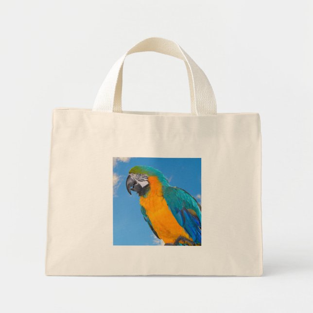 Bolsa Tote Mini Arara-macau azul e amarela (Frente)