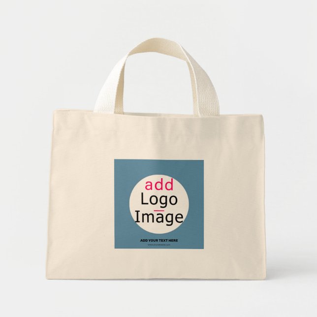 Bolsa Tote Mini Azul empoeirado profissional personalizável (Frente)