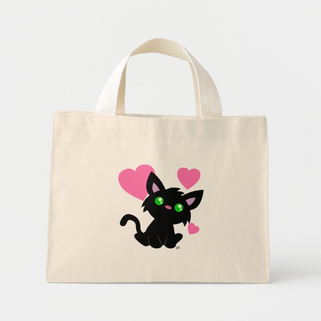 Bolsa Tote Mini Bandeja dia de os namorados de Gatinho Preto (Frente)