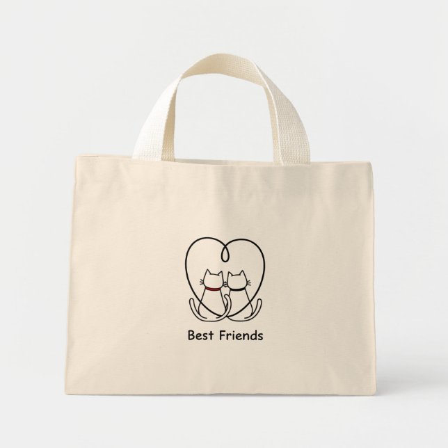 Bolsa Tote Mini Best Friends Cats Heart Tail (Frente)