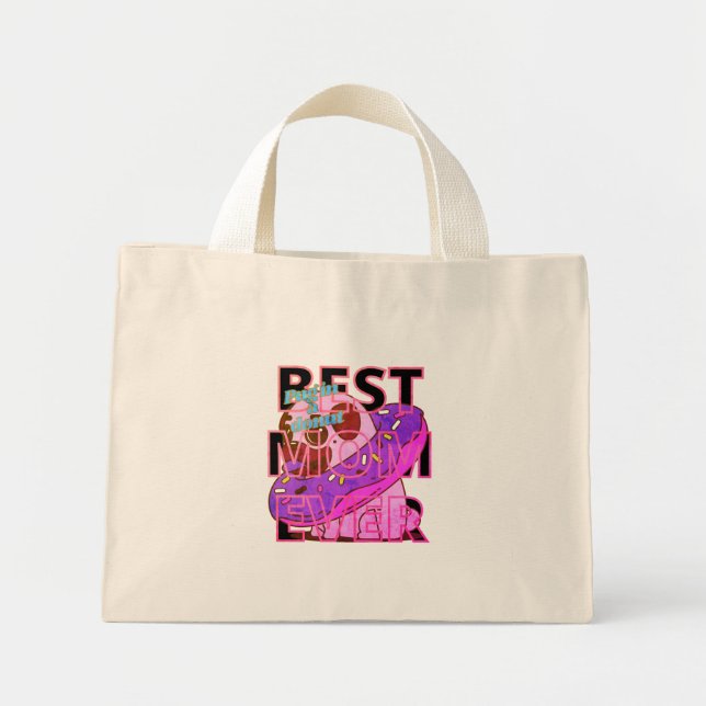 Bolsa Tote Mini Best Mom ever pug in a donut (Frente)