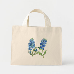 Bolsa Tote Mini Bluebonnets Texas Blue Floral Vintage color