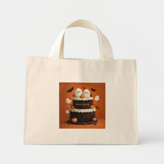 Bolsa Tote Mini Bolo de Chocolate Fantasma Fofo Doce e Assustador