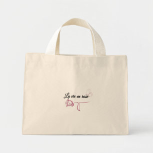 Bolsa Tote Mini ​Bolsa Tote Estética Borboleta La Vie en Rose