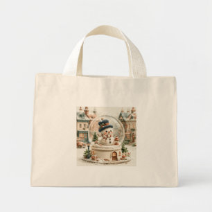 Bolsa Tote Mini Boneco de Neve Fofo em Globo de Neve