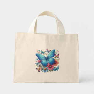 Bolsa Tote Mini Borboleta Azul Elegante