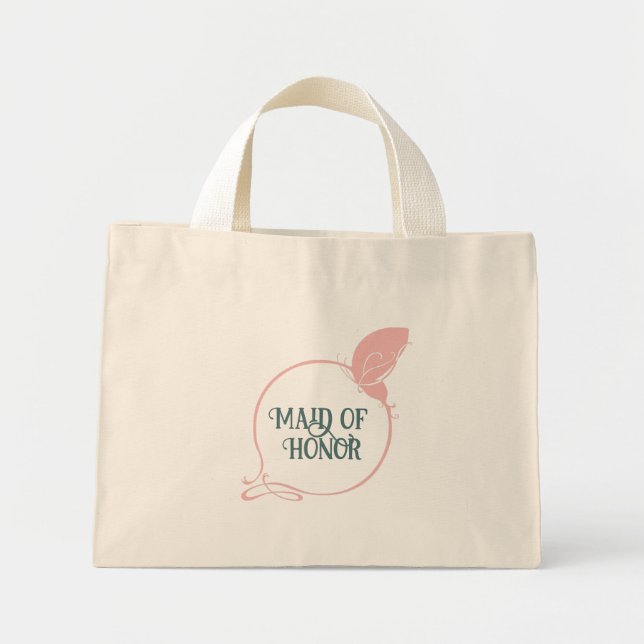 Bolsa Tote Mini Borboleta Rosa Nouveau, madrinha de casamento (Frente)