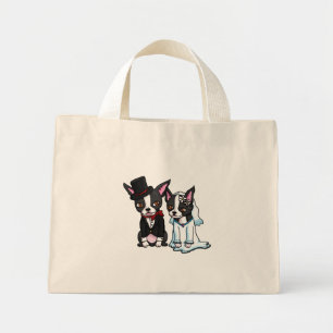 Bolsa Tote Mini Boston Terrier Bride e Groom