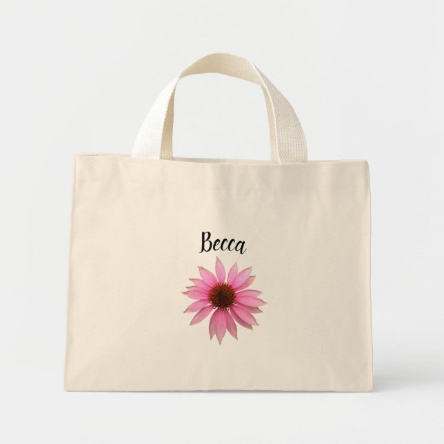 Bolsa Tote Mini Bright Purple Coneflower Personalized (Frente)