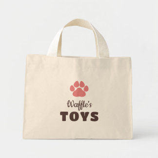 Bolsa Tote Mini Brinquedos com Nome de Cachorro com Pegada Marrom 