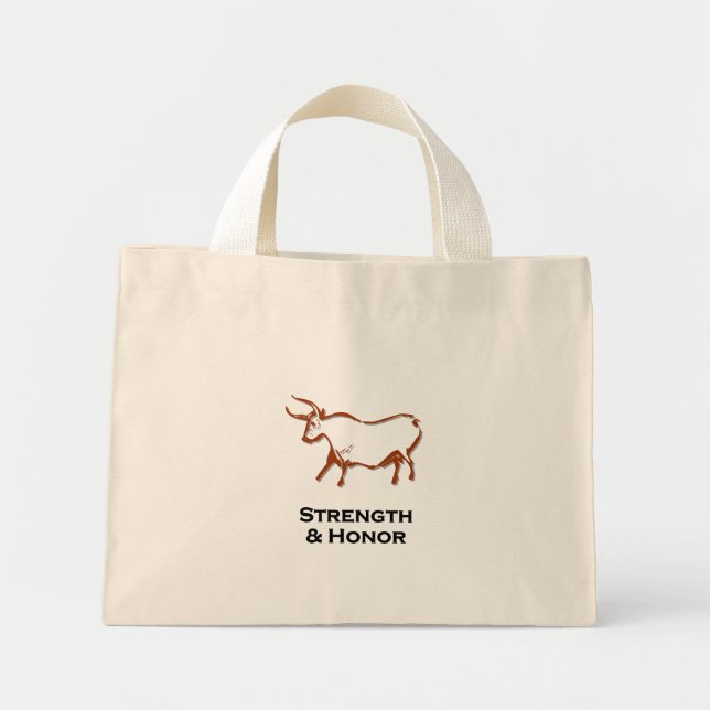 Bolsa Tote Mini Bull Resistência e Camisa de Honra Brown (Frente)