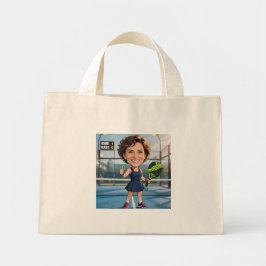 Bolsa Tote Mini Cabeça Personalizada Divertida Azul Quadra Caricat