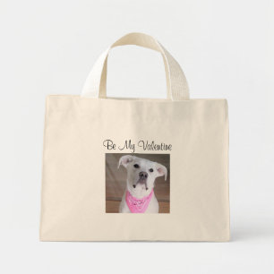 Bolsa Tote Mini Cachorro Branco Feliz, Feliz, Com Scarf Rosa Bonit