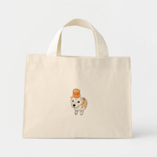 Bolsa Tote Mini Cachorro Shiba Fofo com Tangerinas Mandarins na Ca