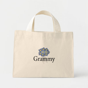 Bolsa Tote Mini Camiseta Bonito do Grammy de Flor Azul