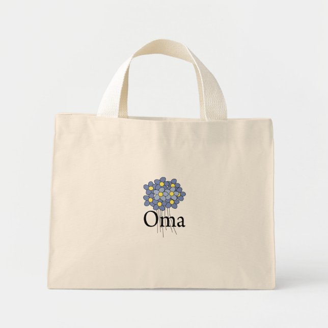 Bolsa Tote Mini Camiseta Oma Azul Bonito (Frente)