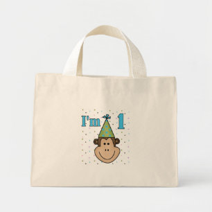 Bolsa Tote Mini Camisetas de primeiro aniversario de macaco no Par