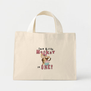 Bolsa Tote Mini Camisetas e presentes de macacos de festa rosa