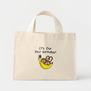 Bolsa Tote Mini Camisetas e presentes de macacos primeiro aniversa