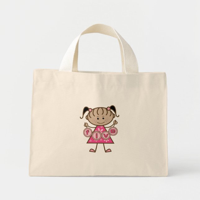 Bolsa Tote Mini Camisetas e presentes para 5 de menina (Frente)