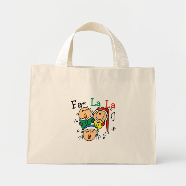 Bolsa Tote Mini Cantando Camisetas de Natal e presentes (Frente)