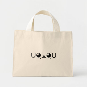 Bolsa Tote Mini Cão Cachorro Cachorro Japonês Kaomoji Emoticon