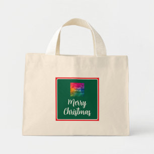 Bolsa Tote Mini Carregar foto ou logotipo Feliz Modelo de Natal