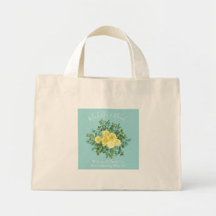 Bolsa Tote Mini Casamento Floral Primavera de Amarelo e Aqua Vinta