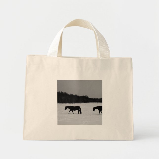 Bolsa Tote Mini Cavalos Na Neve (Frente)