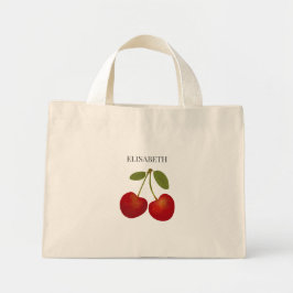 Bolsa Tote Mini Cerejas Vermelhas Frutas Personalizar Nome Persona